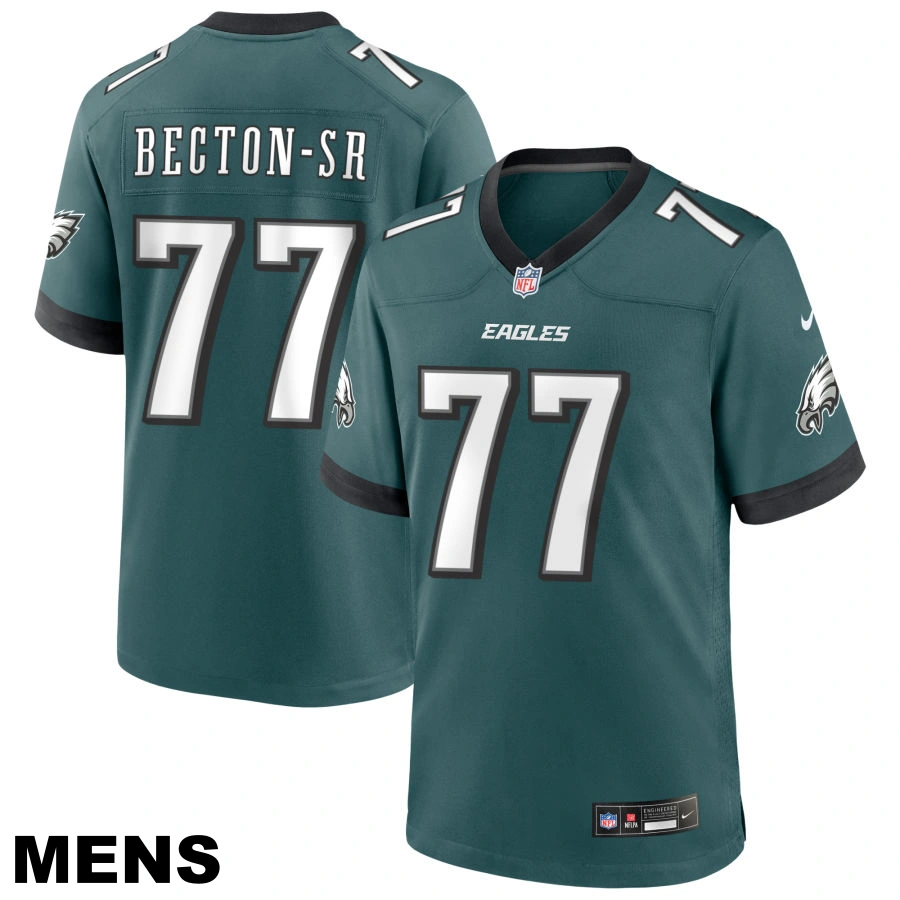 Men's Philadelphia Eagles #77 Mekhi Becton Sr Midnight Green Game Jersey